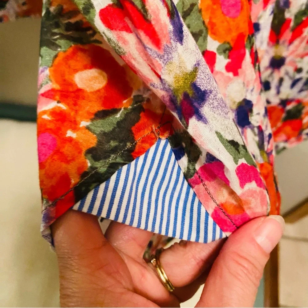 Anthropologie HD In Paris Hanalei Floral Top Button Down 3/4 Sleeve Blouse - Picture 7 of 8